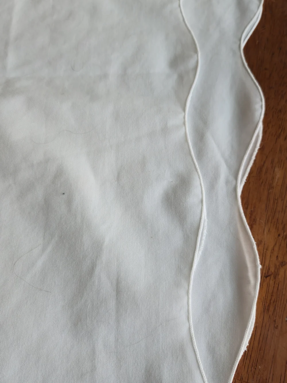 Vintage Hand-Embroidered Floral Tablecloth - Cottagecore Scalloped Edge